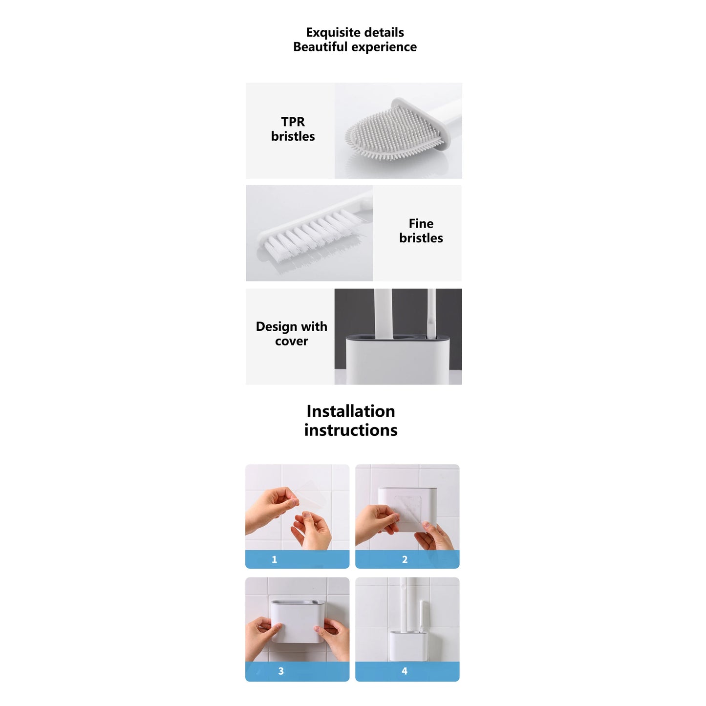 Long Handle Cleaning Soft Wall  Hanging Toilet Brush with Holder