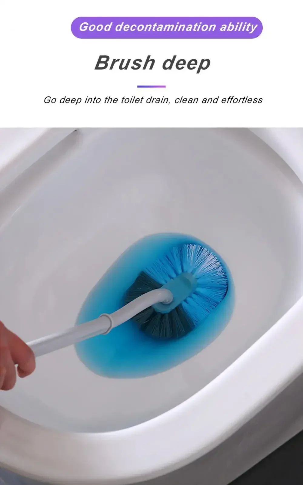 Wall-Mounted Toilet Brush | Soft Nylon Bristles | Deep Corner Cleaning Design