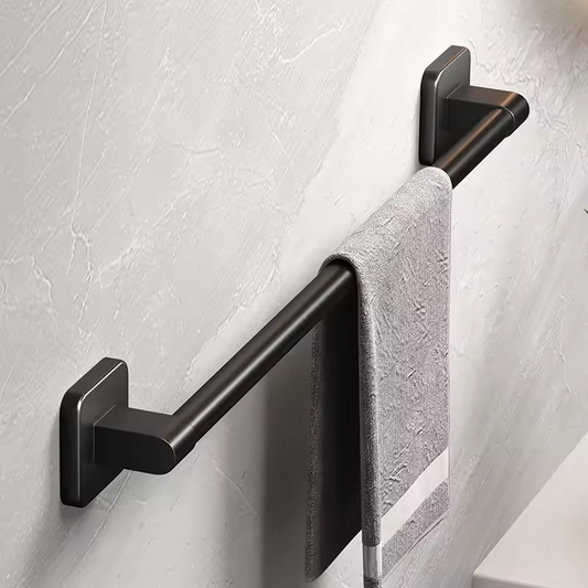 Self-Adhesive 50cm Bathroom Black Towel Rack – Drill-Free Install Today