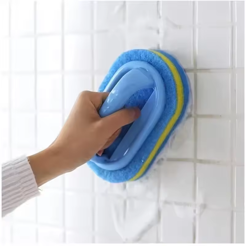 Household 3Pcs Sponge Handle Bathtub Tile Scrub Bathroom Cleaning Brush