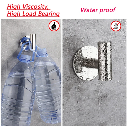 Stainless Steel Adhesive Bathroom & Kitchen Hangers Hooks (2PCS)