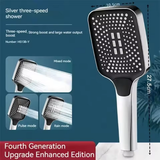 High Pressure Head Water 3-Mode Saving Shower Silver