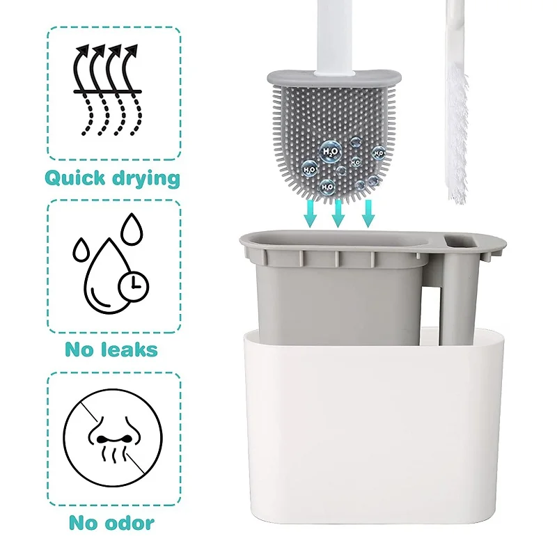 Long Handle Cleaning Soft Wall  Hanging Toilet Brush with Holder