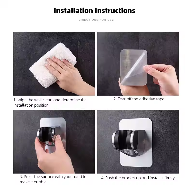 Adjustable Shower Bracket Self Adhesive Bathroom Accessories