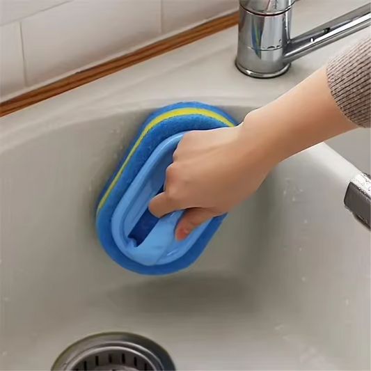 Household 3Pcs Sponge Handle Bathtub Tile Scrub Bathroom Cleaning Brush