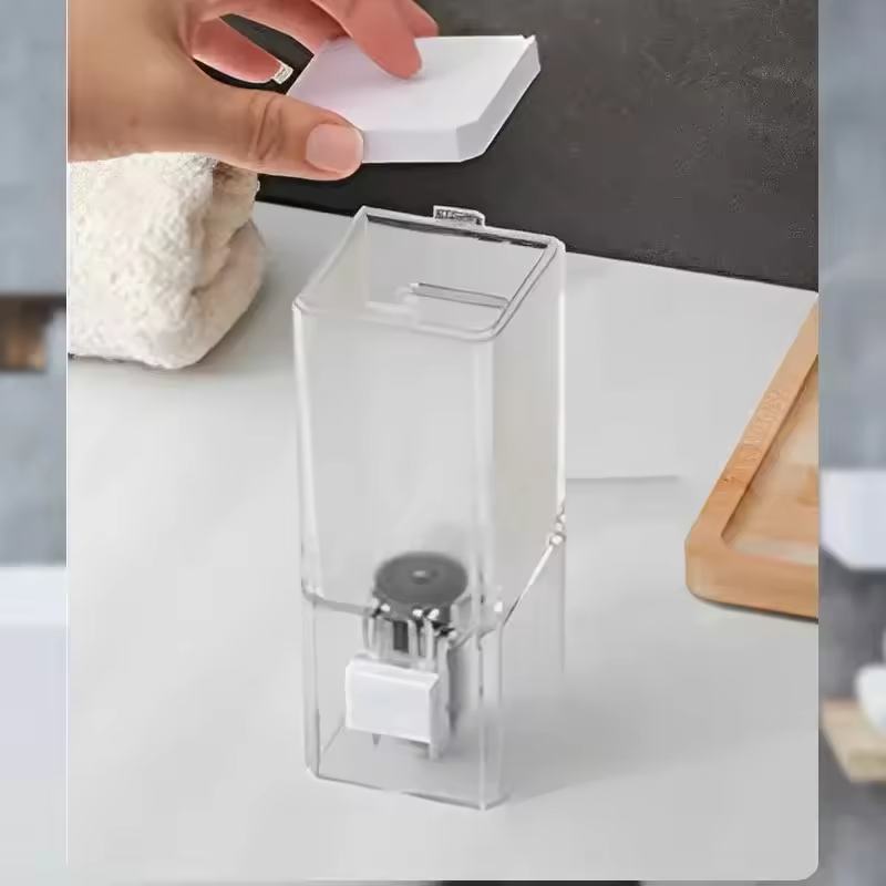 Stay Clean & Organized – Manual Wall Bathroom Transparent Soap Dispenser