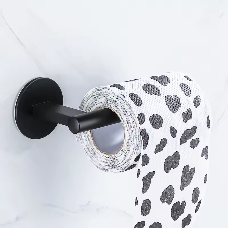Black Aluminum Alloy Toilet Paper Self-Adhesive 3M Wall Mounted Holder