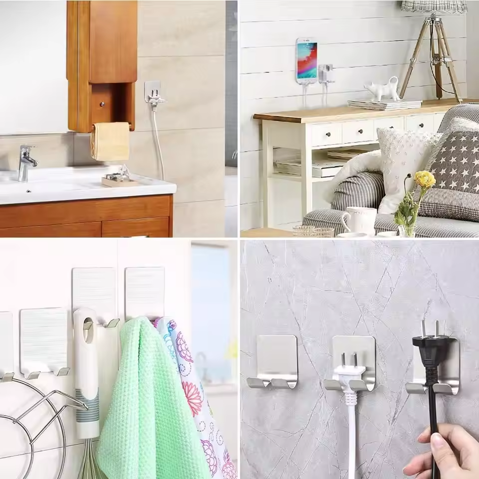 6pcs Stainless Steel Razor Holder & Shaver Stand Bathroom Hook Organizer