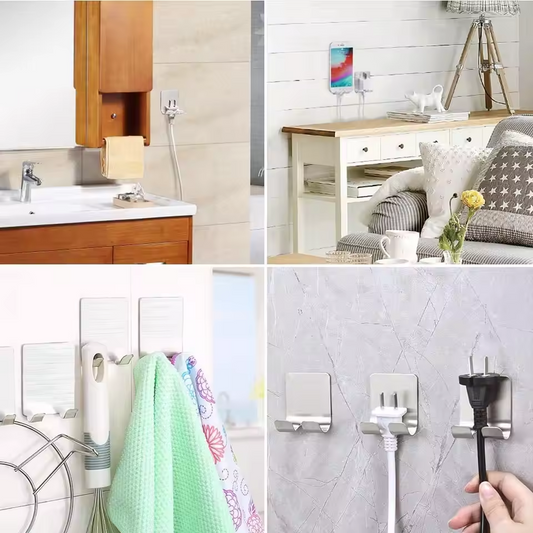 6pcs Stainless Steel Razor Holder & Shaver Stand Bathroom Hook Organizer