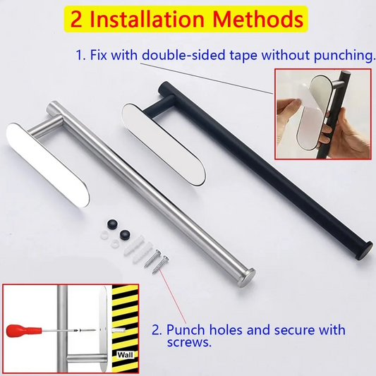 Toilet Roll Paper Stainless Steel Kitchen Towel Holder Adhesive Tissue Hanger