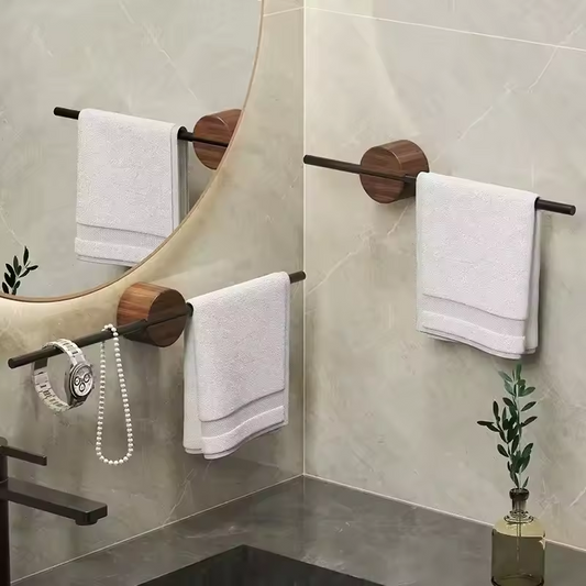 Wood Wall Bathroom Towel Rack Shelf Kitchen Storage