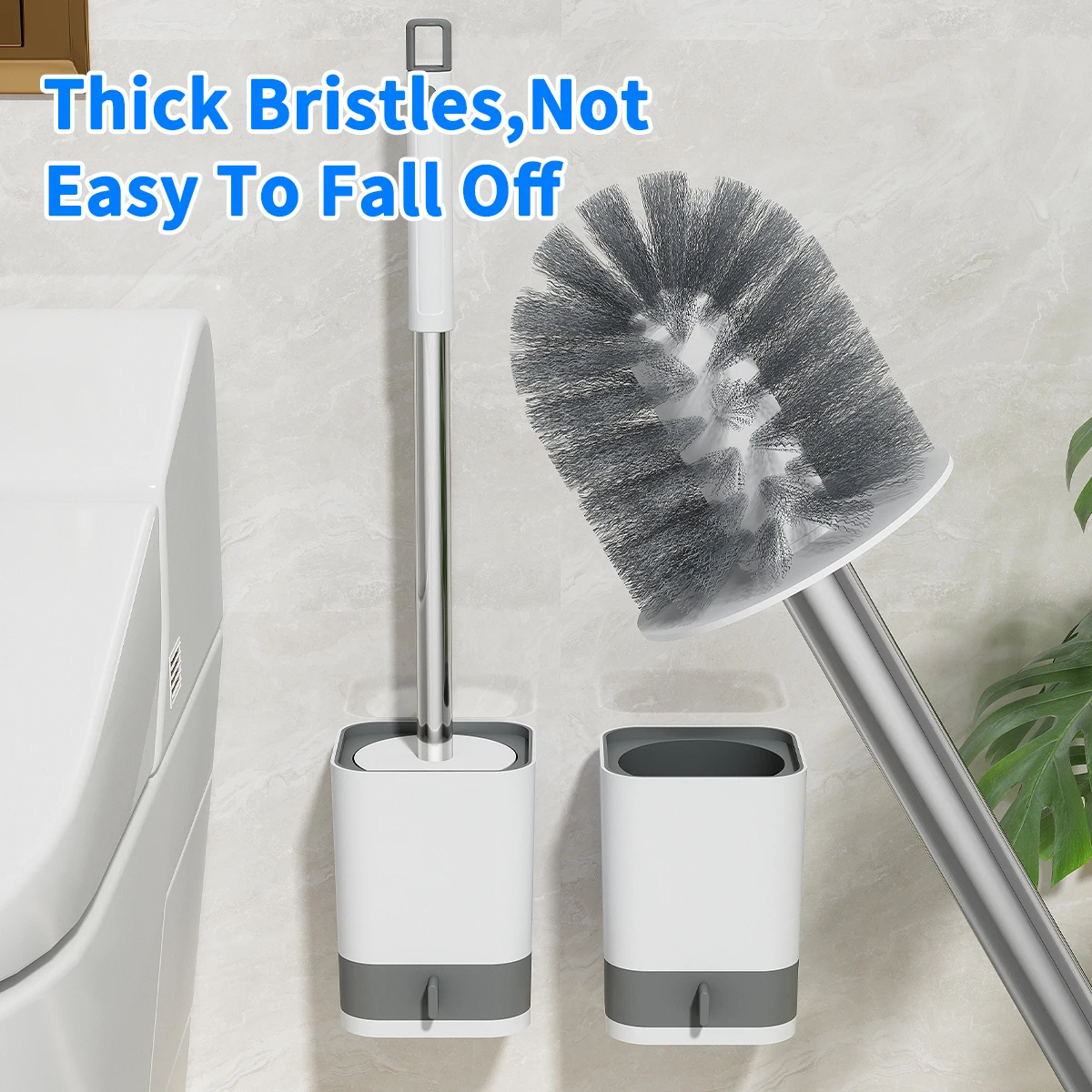 Long Handle Plastic Toilet Brush with Drainable Base Cleaning Brush