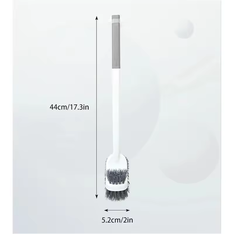 Long Handle Wall-Mounted Toilet Brush with Suction Cup Double-Sided Deep Cleaning