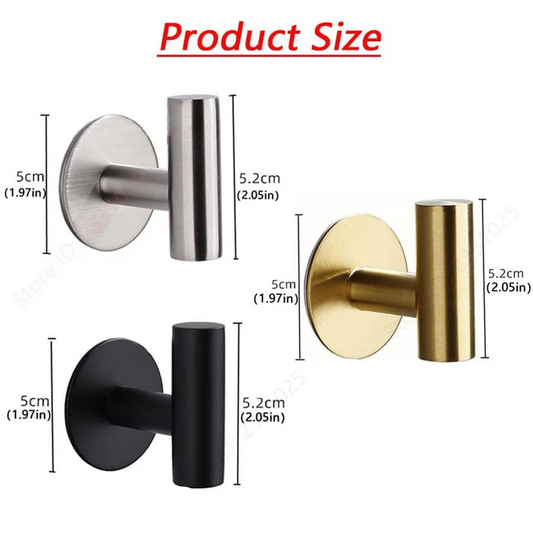 Stainless Steel Adhesive Bathroom & Kitchen Hangers Hooks (2PCS)