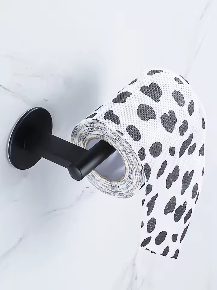 Black Aluminum Alloy Toilet Paper Self-Adhesive 3M Wall Mounted Holder