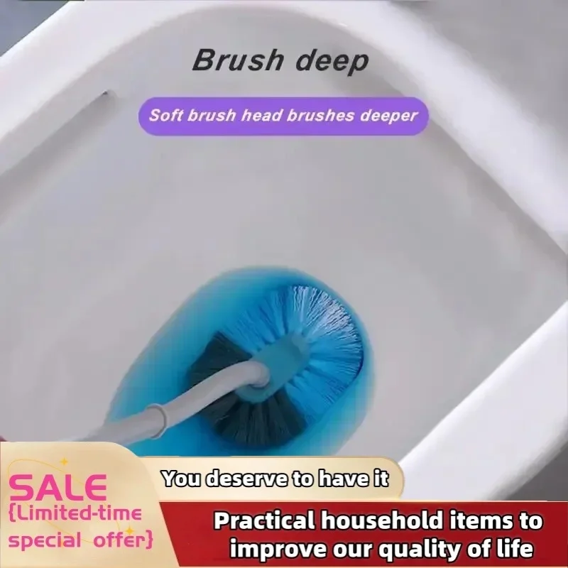 Wall-Mounted Toilet Brush | Soft Nylon Bristles | Deep Corner Cleaning Design