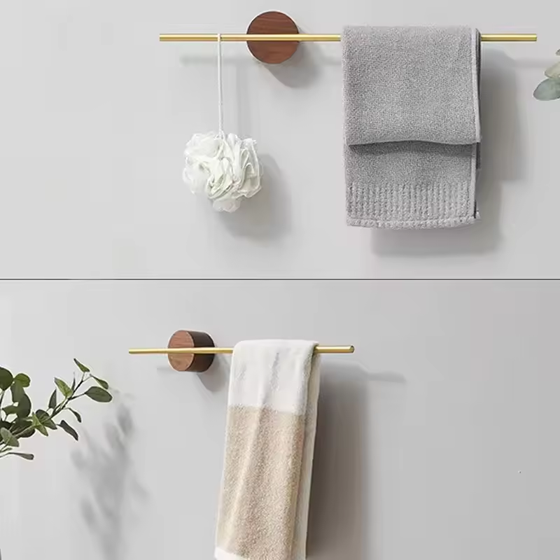 Wood Wall Bathroom Towel Rack Shelf Kitchen Storage