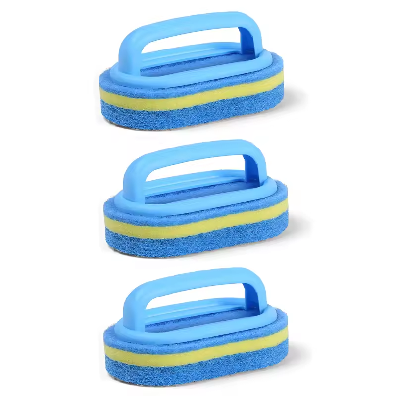 Household 3Pcs Sponge Handle Bathtub Tile Scrub Bathroom Cleaning Brush