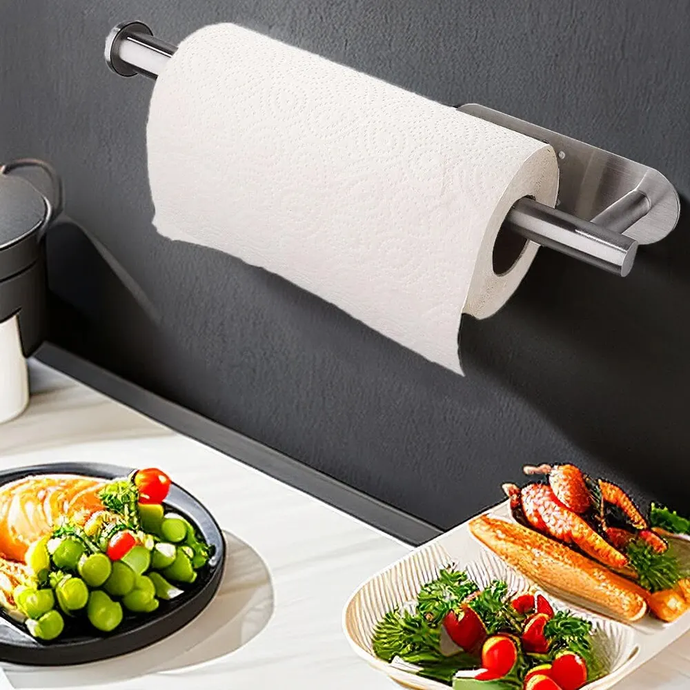 Toilet Roll Paper Stainless Steel Kitchen Towel Holder Adhesive Tissue Hanger