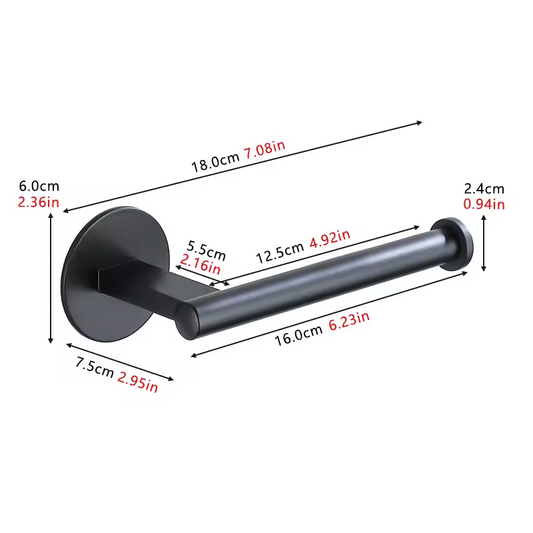Black Aluminum Alloy Toilet Paper Self-Adhesive 3M Wall Mounted Holder