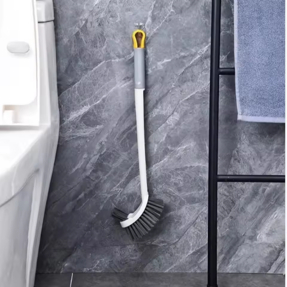 Long Handle Wall-Mounted Toilet Brush with Suction Cup Double-Sided Deep Cleaning