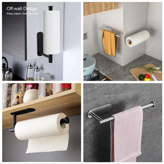 Toilet Roll Paper Stainless Steel Kitchen Towel Holder Adhesive Tissue Hanger