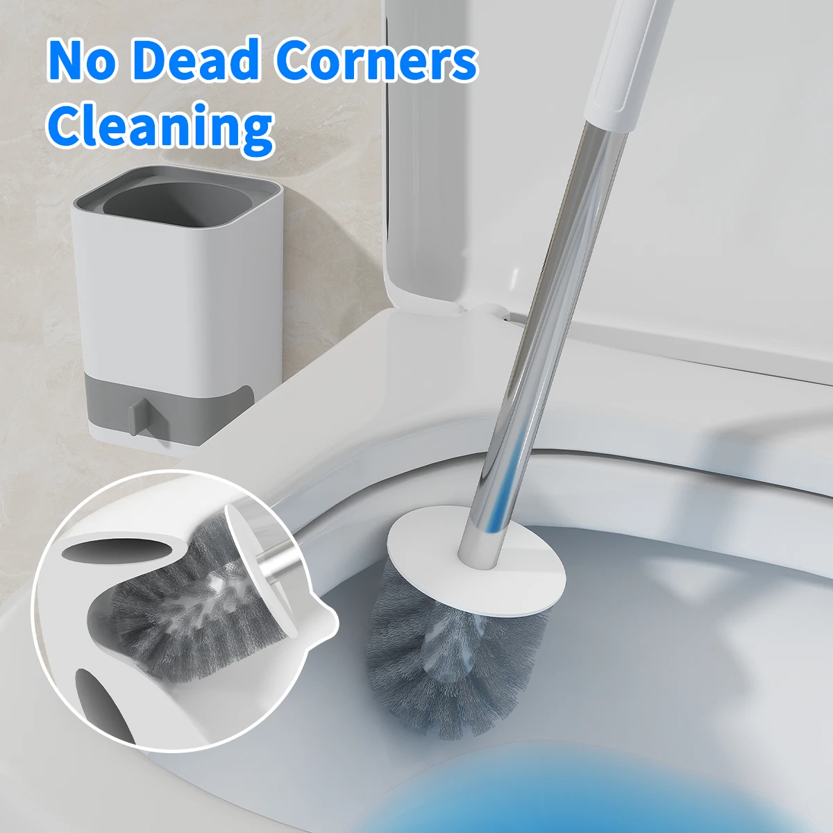 Long Handle Plastic Toilet Brush with Drainable Base Cleaning Brush