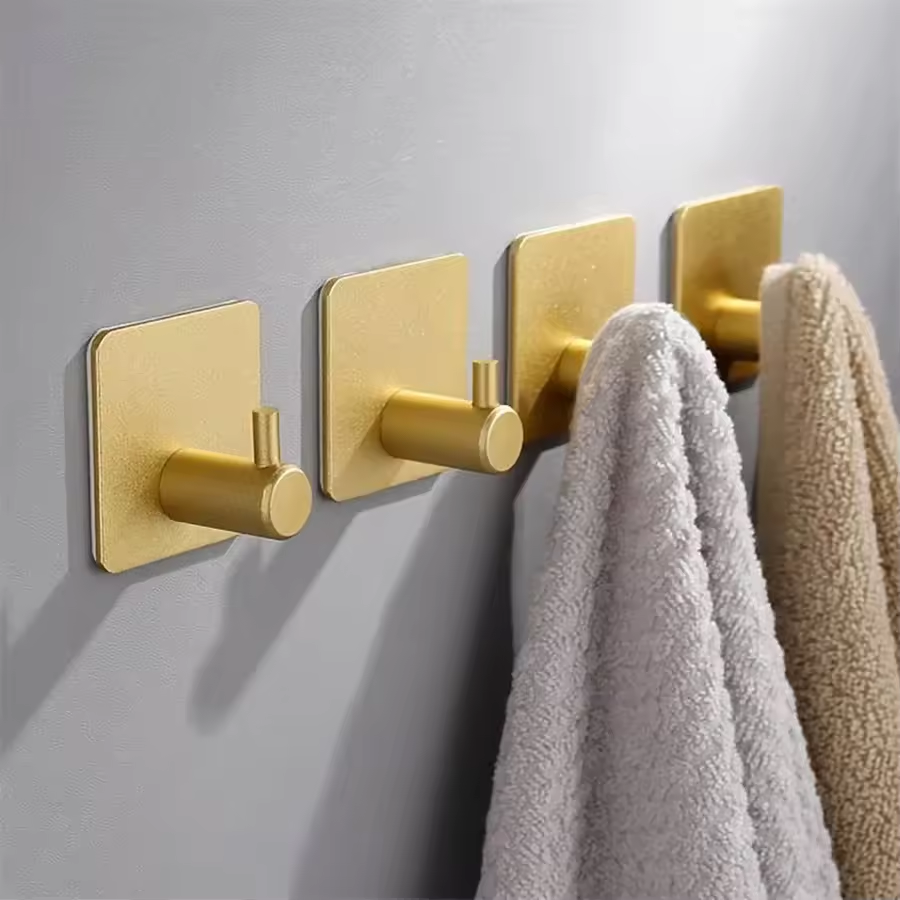 Modern Style Stainless Steel Adhesive Hooks for Bathroom Room Kitchen Clothes