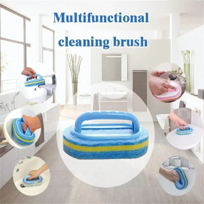 Household 3Pcs Sponge Handle Bathtub Tile Scrub Bathroom Cleaning Brush