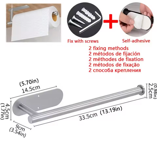 Toilet Roll Paper Stainless Steel Kitchen Towel Holder Adhesive Tissue Hanger