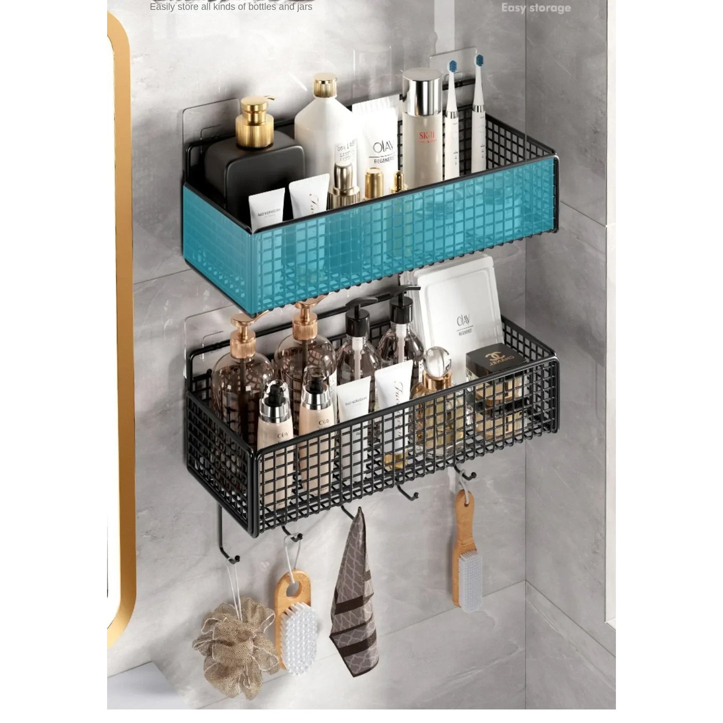 Wall Mount Storage Rack Corner Bathroom Storage Shelf