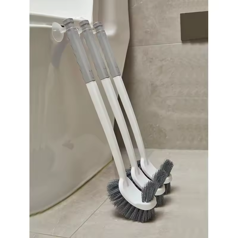 Long Handle Wall-Mounted Toilet Brush with Suction Cup Double-Sided Deep Cleaning