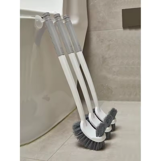 Long Handle Wall-Mounted Toilet Brush with Suction Cup Double-Sided Deep Cleaning