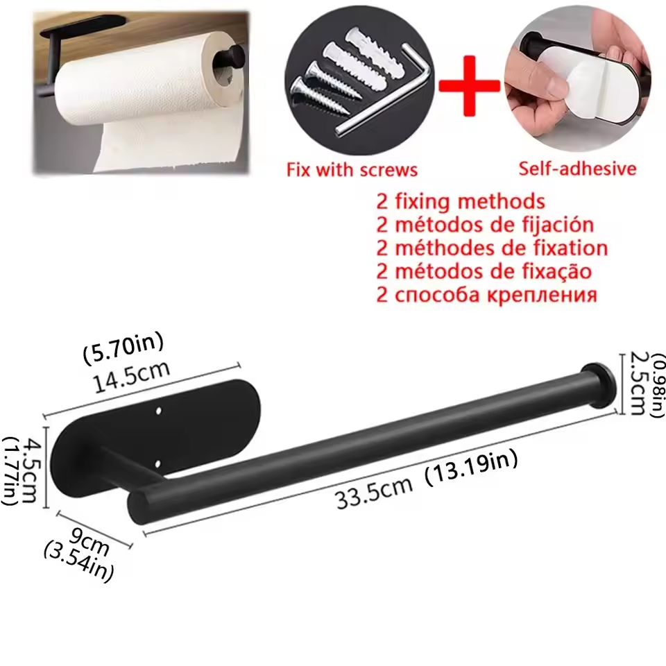 Toilet Roll Paper Stainless Steel Kitchen Towel Holder Adhesive Tissue Hanger
