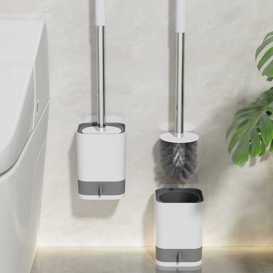 Long Handle Plastic Toilet Brush with Drainable Base Cleaning Brush