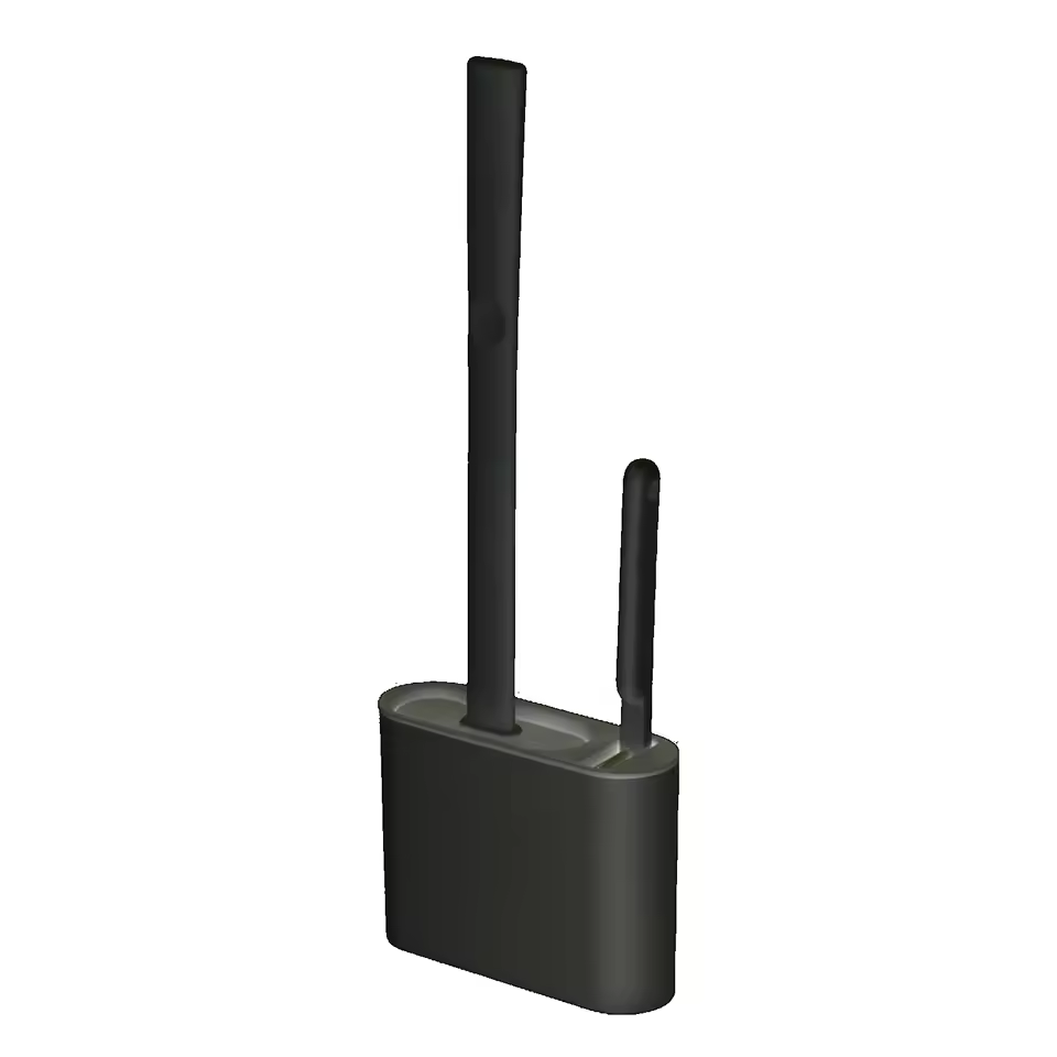 Wall Hanging Silicone Long Handle Toilet Brush with Ceramic Holder