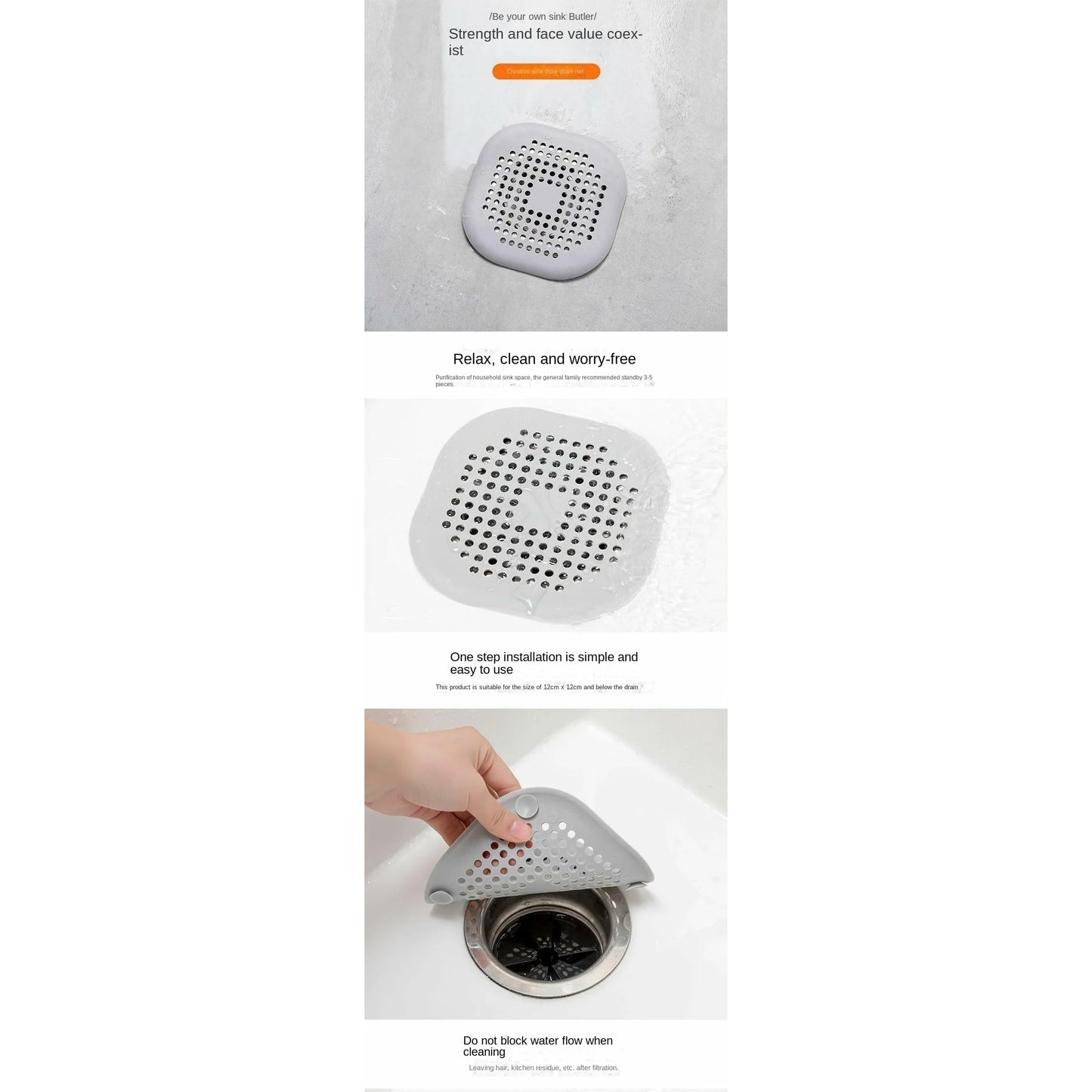 Bathroom Silicone Drain Cover Hair Mat