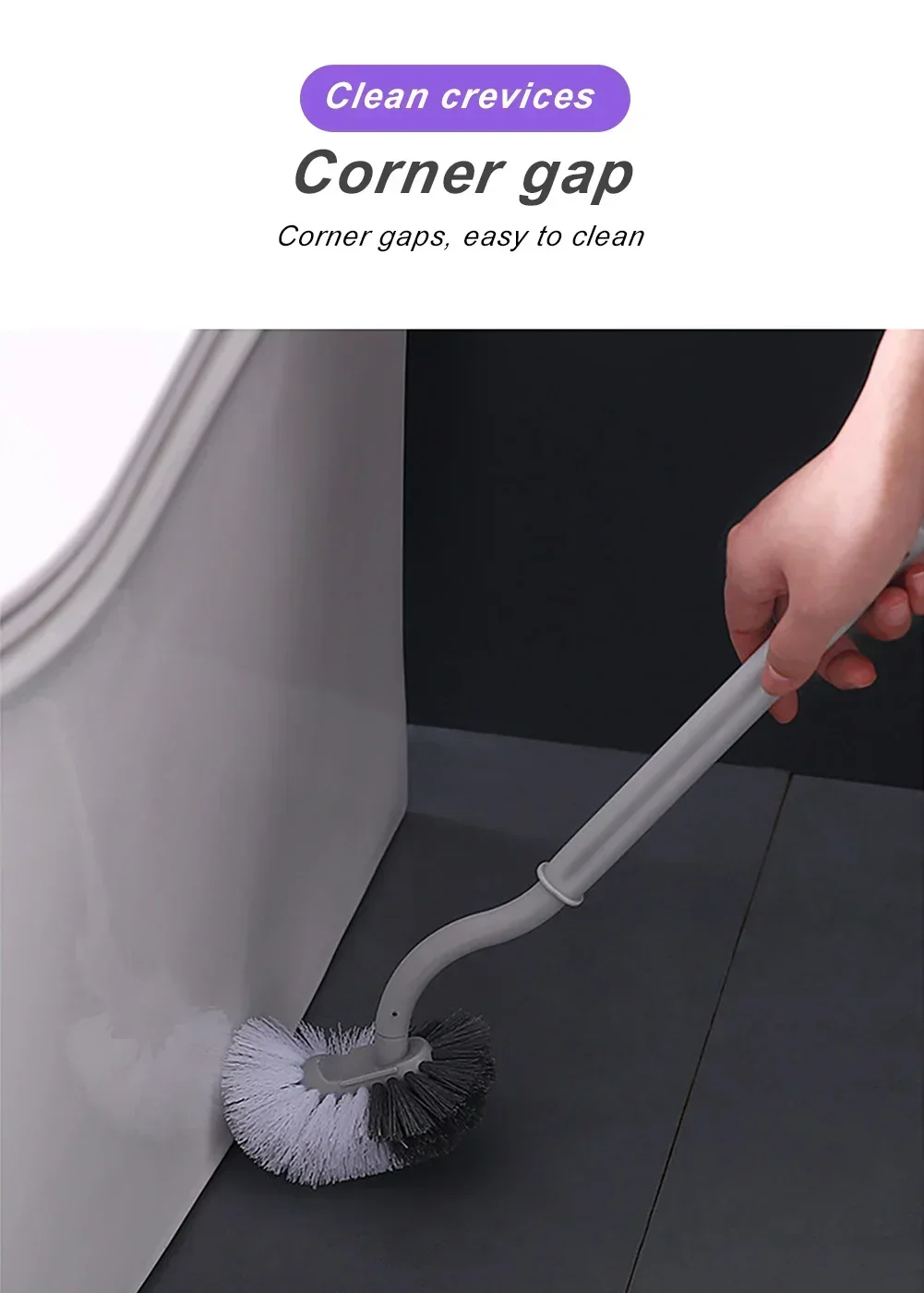 Wall-Mounted Toilet Brush | Soft Nylon Bristles | Deep Corner Cleaning Design