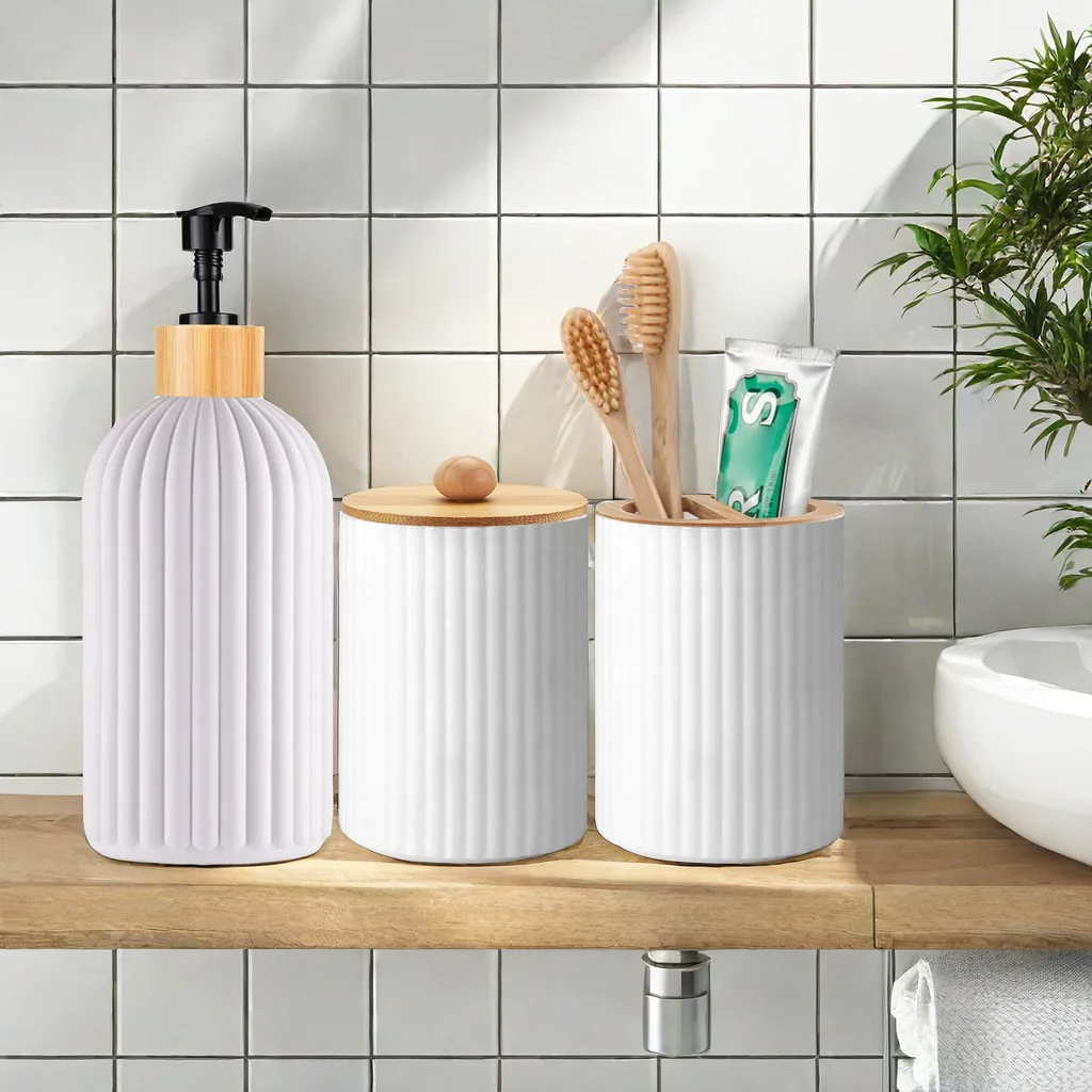 Bathroom Countertop Hand Soap Dispenser Organizer Set