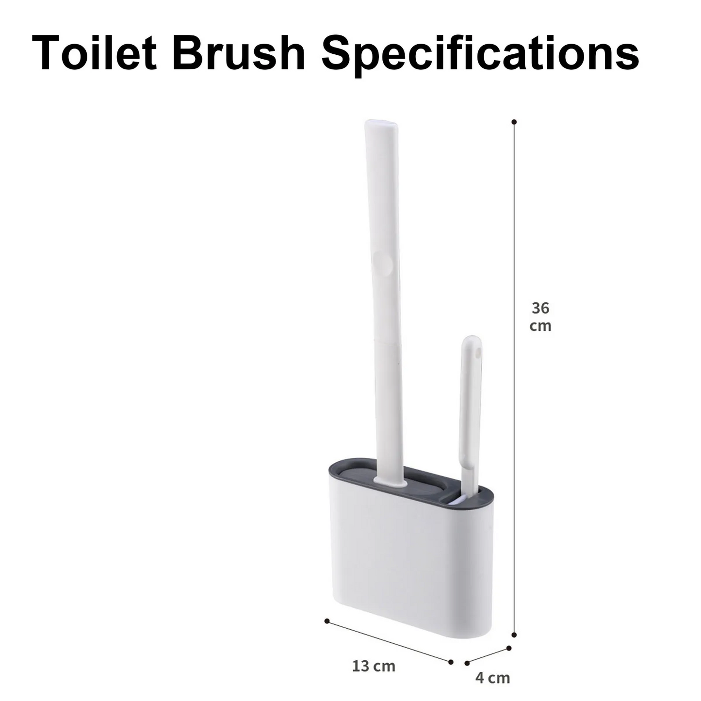 Wall Hanging Silicone Long Handle Toilet Brush with Ceramic Holder