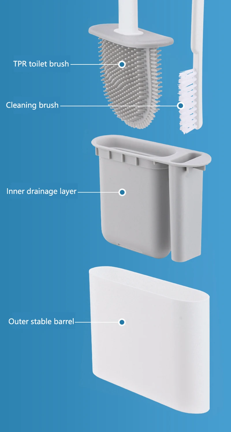 Long Handle Cleaning Soft Wall  Hanging Toilet Brush with Holder