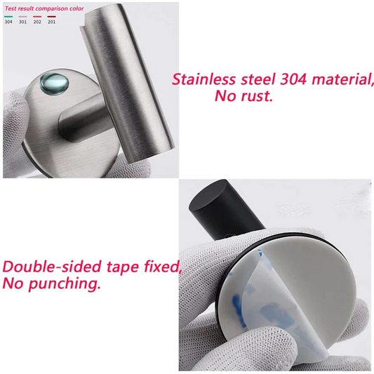 Stainless Steel Adhesive Bathroom & Kitchen Hangers Hooks (2PCS)