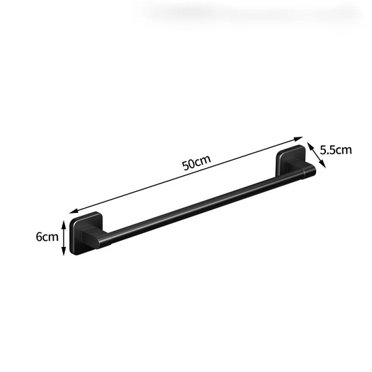 Self-Adhesive 50cm Bathroom Black Towel Rack – Drill-Free Install Today