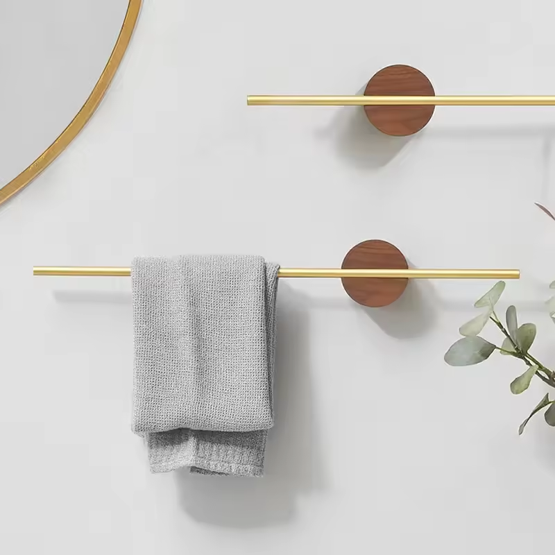 Wood Wall Bathroom Towel Rack Shelf Kitchen Storage