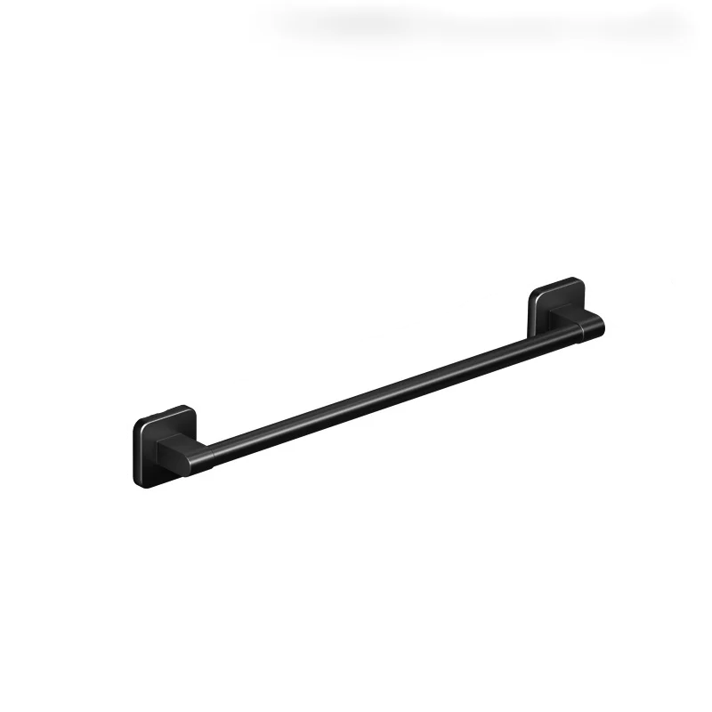 Self-Adhesive 50cm Bathroom Black Towel Rack – Drill-Free Install Today