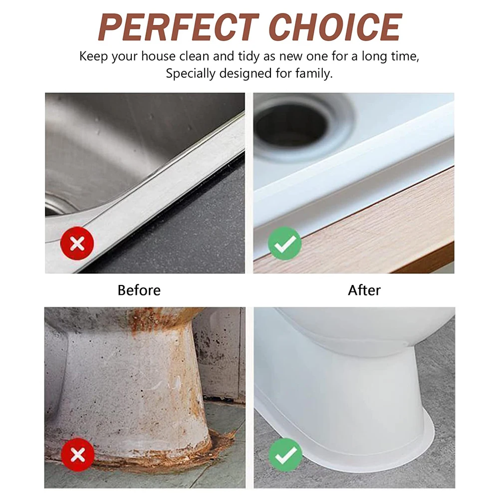 Waterproof Bath Caulk Tape 3.2M Toilet Sealing Strip Tape for Kitchen & Bathroom Edges