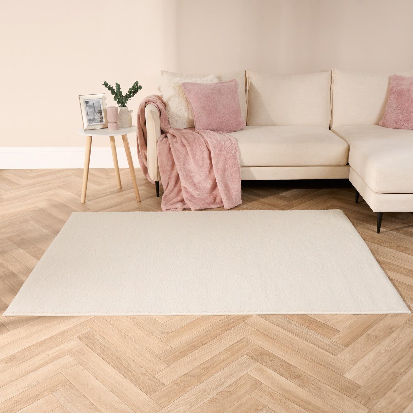 Boucle Fleece Area Rug for Living Room and Bedroom - Soft, Non-Slip Modern Carpet