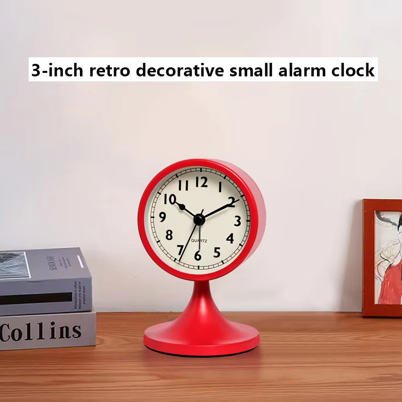 Nordic Metal Round Silent Bedside Alarm Clock