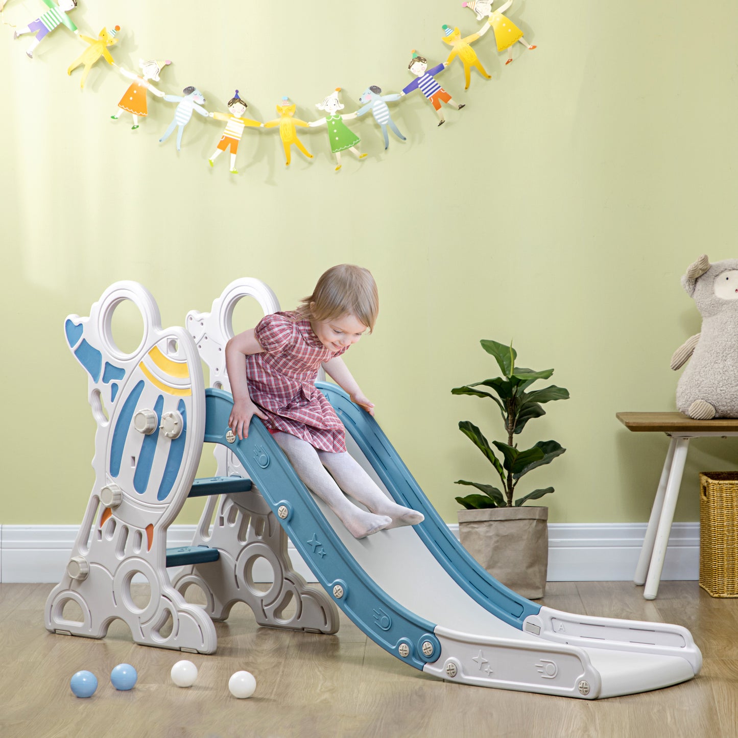 Kids Slide Indoor Freestanding Baby Slide Space Theme for Ages 1.5-3 Years