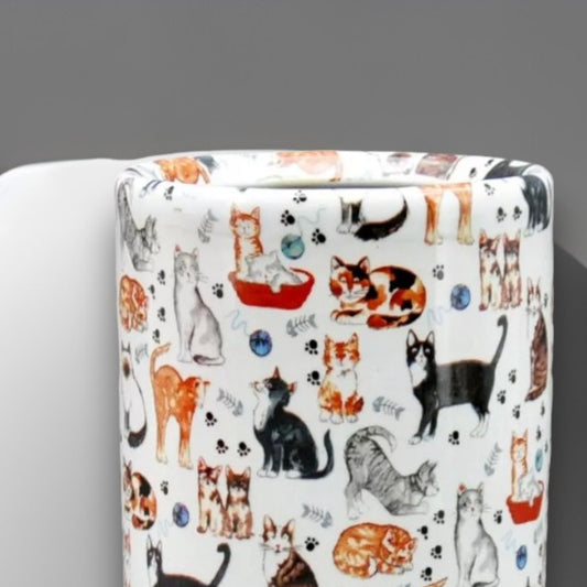 Classic Ceramic Colourful Cat Design Umbrella round Stand for Office, Home Decor